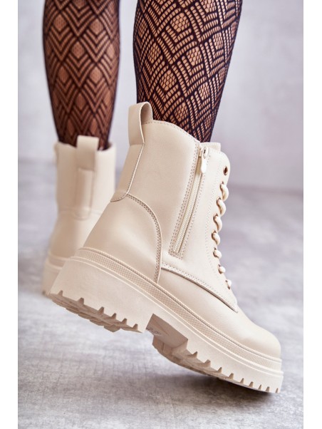 Women's Warm Leather Boots Light Beige Dorchen