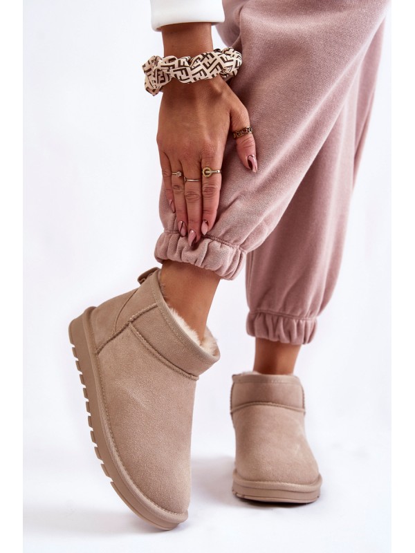Women's Suede Low Snow Boots Light beige Shelie