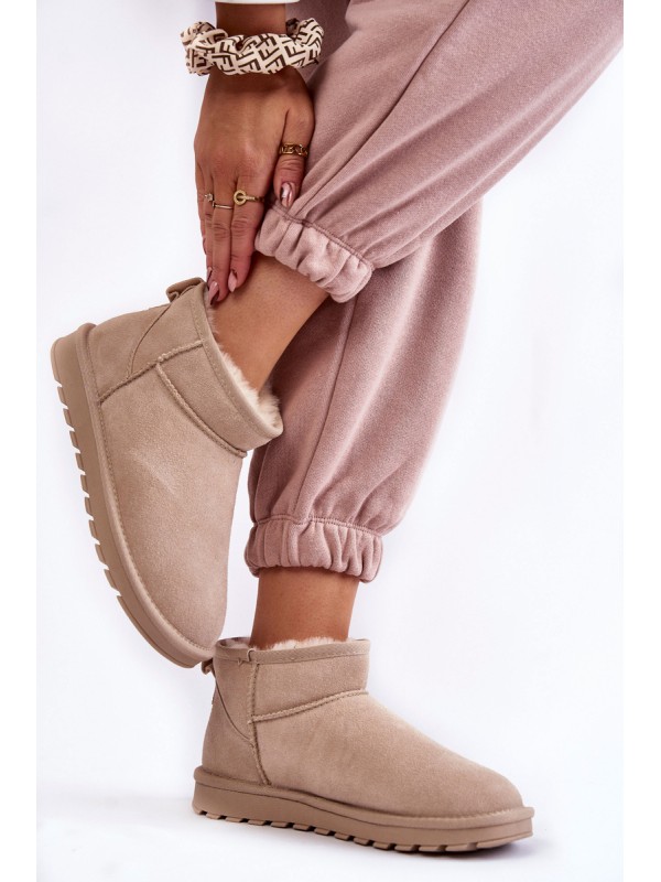 Women's Suede Low Snow Boots Light beige Shelie