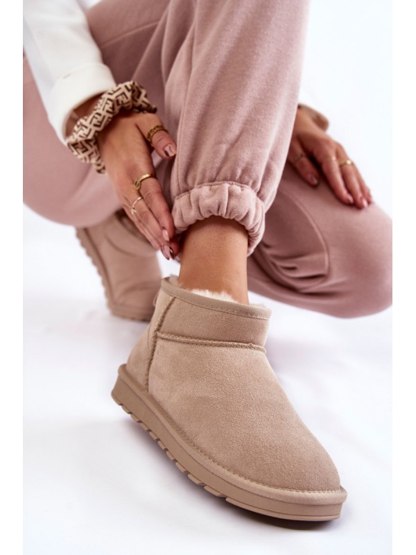 Women's Suede Low Snow Boots Light beige Shelie