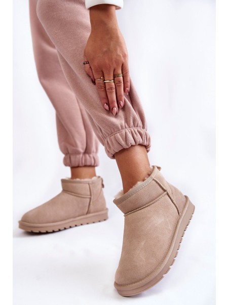 Women's Suede Low Snow Boots Light beige Shelie