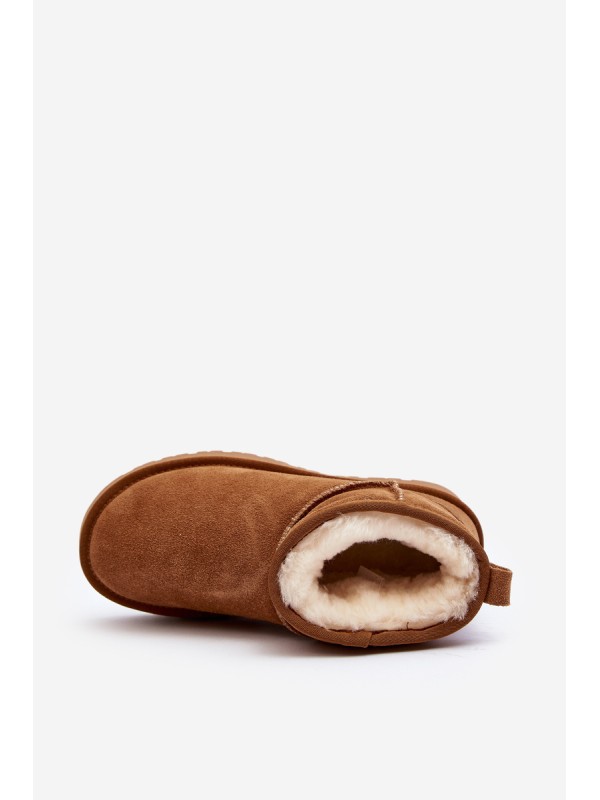 Fashionable Suede Low Snow Boots Camel Nucca