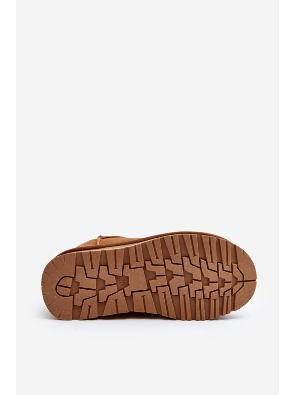 Fashionable Suede Low Snow Boots Camel Nucca