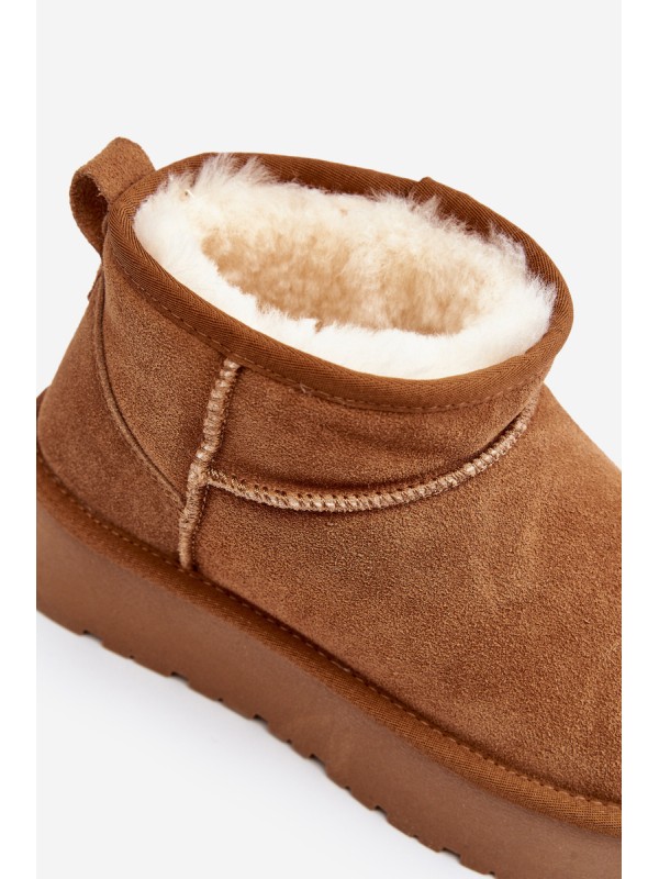 Fashionable Suede Low Snow Boots Camel Nucca