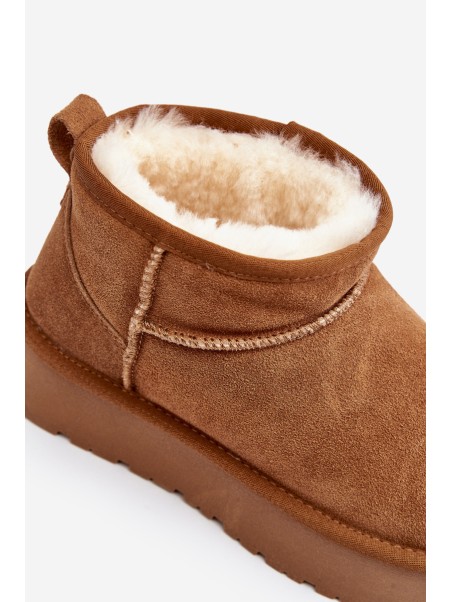 Fashionable Suede Low Snow Boots Camel Nucca