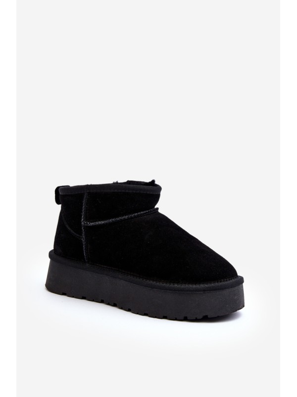 Fashionable Suede Low Snow Boots Black Nucca