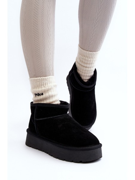 Fashionable Suede Low Snow Boots Black Nucca