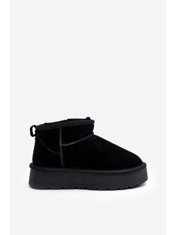 Fashionable Suede Low Snow Boots Black Nucca