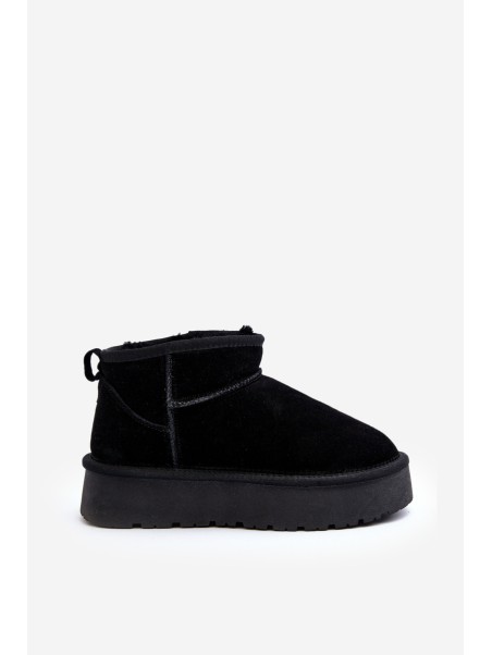 Fashionable Suede Low Snow Boots Black Nucca