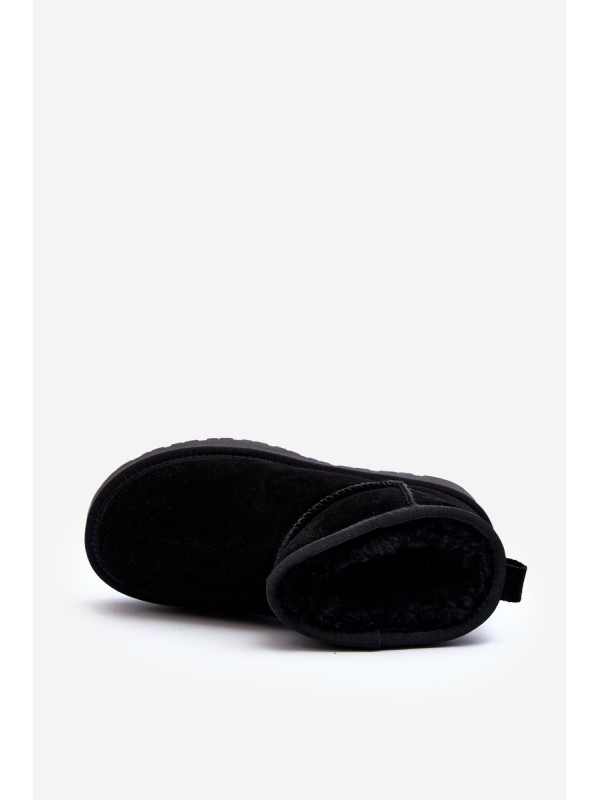 Fashionable Suede Low Snow Boots Black Nucca