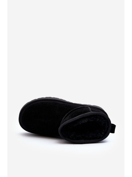 Fashionable Suede Low Snow Boots Black Nucca