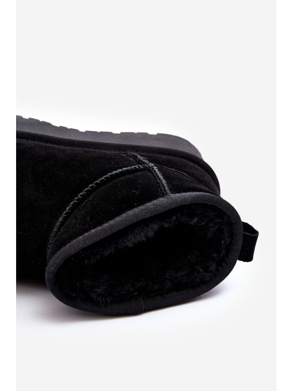 Fashionable Suede Low Snow Boots Black Nucca