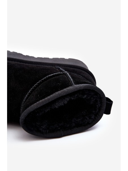 Fashionable Suede Low Snow Boots Black Nucca