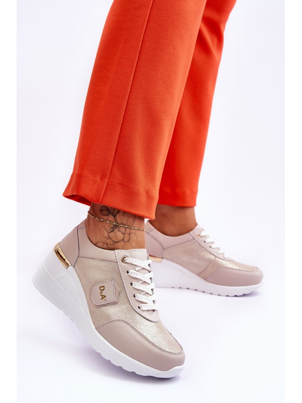 Women's Leather Wedge Sneakers Gold Beatris