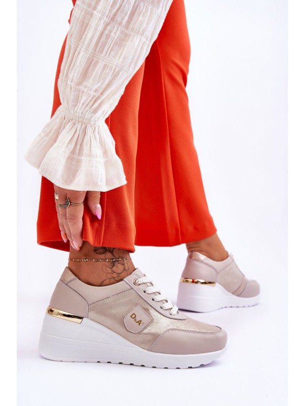 Women's Leather Wedge Sneakers Gold Beatris