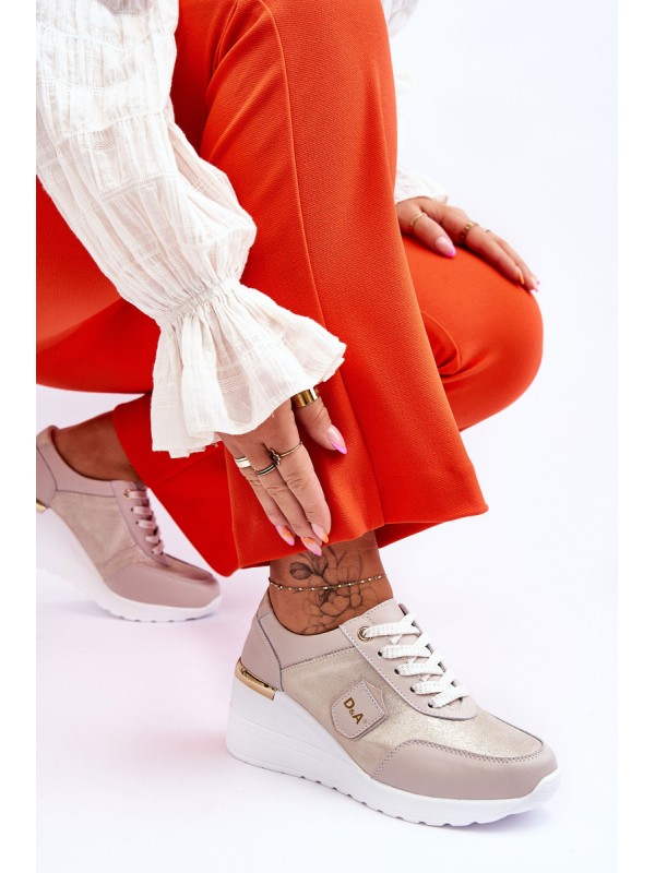 Women's Leather Wedge Sneakers Gold Beatris
