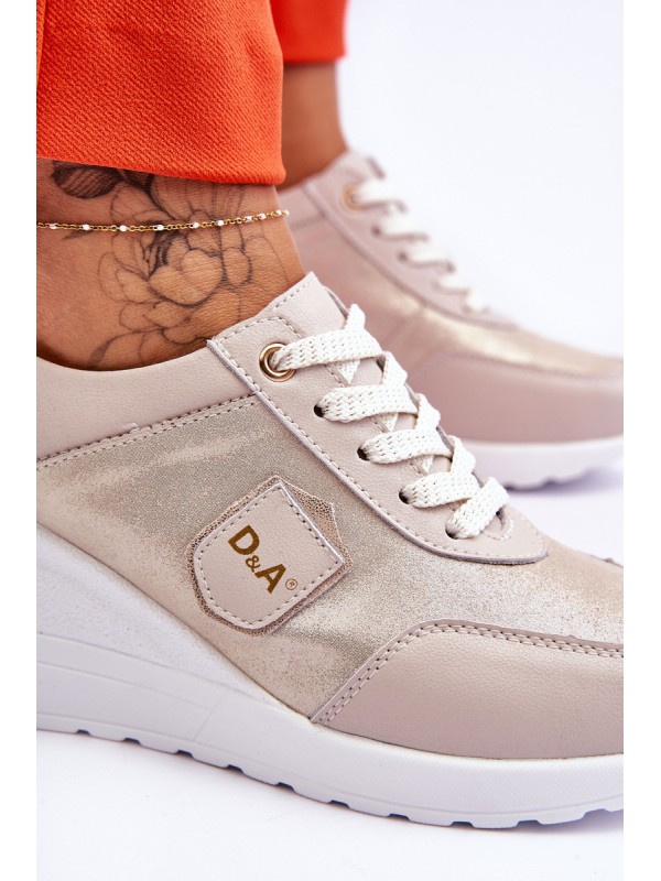 Women's Leather Wedge Sneakers Gold Beatris