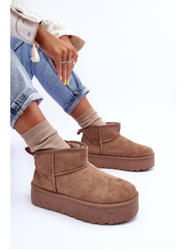 Suede Snow Boots On Platform Dark Beige Corcoran
