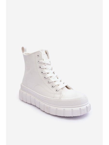 Leather Quilted Lace-up Sneakers Big Star MM274624 White
