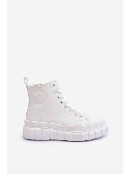 Leather Quilted Lace-up Sneakers Big Star MM274624 White