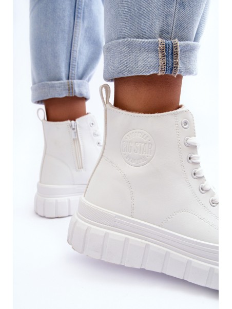 Leather Quilted Lace-up Sneakers Big Star MM274624 White