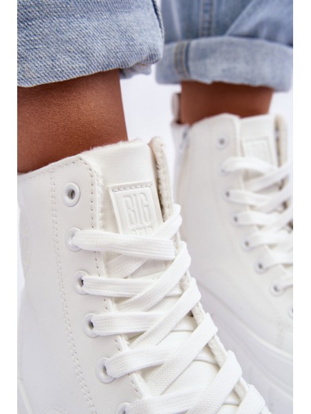 Leather Quilted Lace-up Sneakers Big Star MM274624 White
