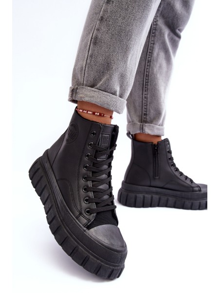 Leather Lined Zip-Up Sneakers Big Star MM274625 Black