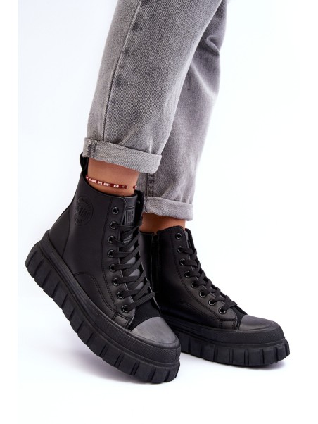 Leather Lined Zip-Up Sneakers Big Star MM274625 Black
