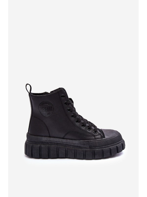 Leather Lined Zip-Up Sneakers Big Star MM274625 Black