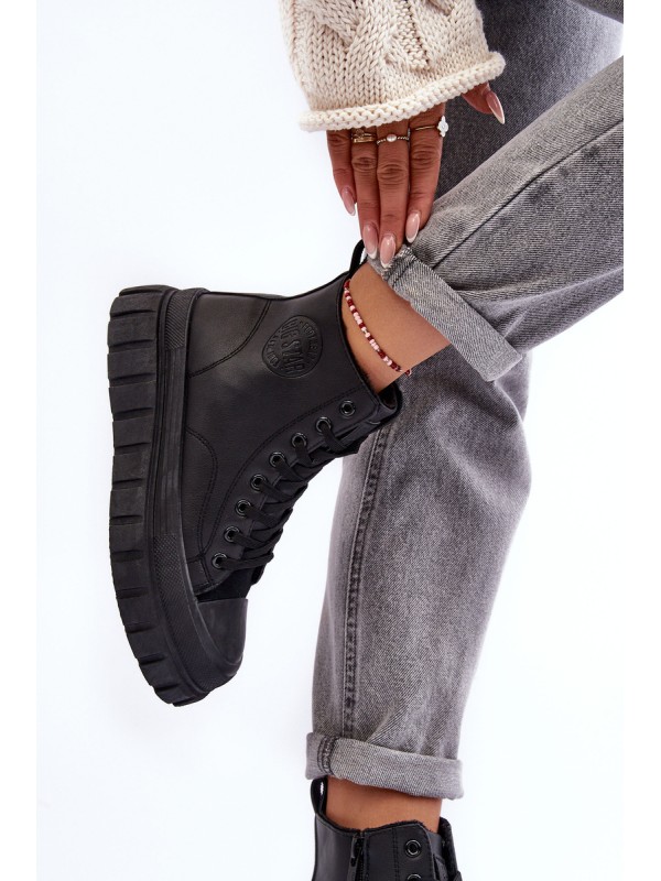 Leather Lined Zip-Up Sneakers Big Star MM274625 Black