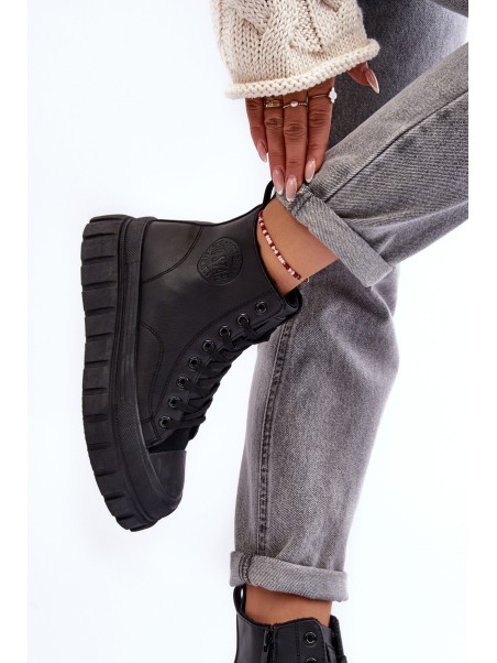 Leather Lined Zip-Up Sneakers Big Star MM274625 Black