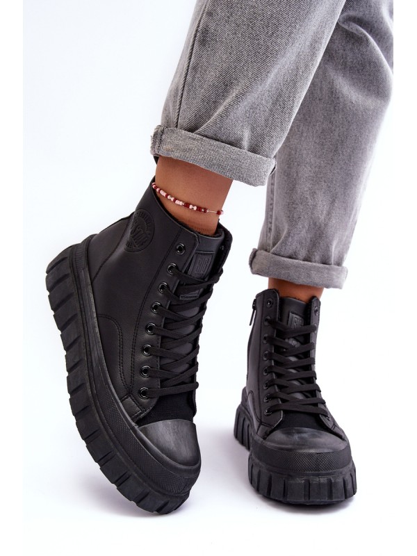 Leather Lined Zip-Up Sneakers Big Star MM274625 Black