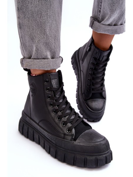 Leather Lined Zip-Up Sneakers Big Star MM274625 Black