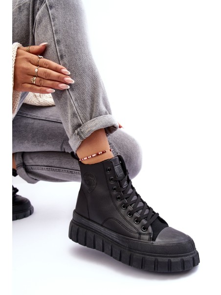 Leather Lined Zip-Up Sneakers Big Star MM274625 Black