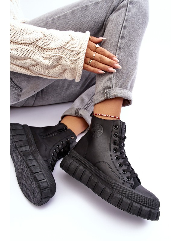 Leather Lined Zip-Up Sneakers Big Star MM274625 Black