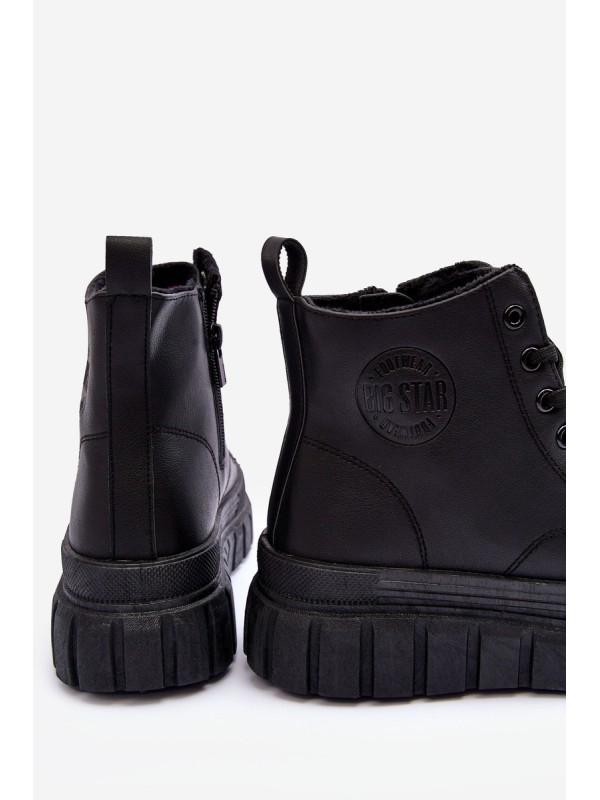 Leather Lined Zip-Up Sneakers Big Star MM274625 Black