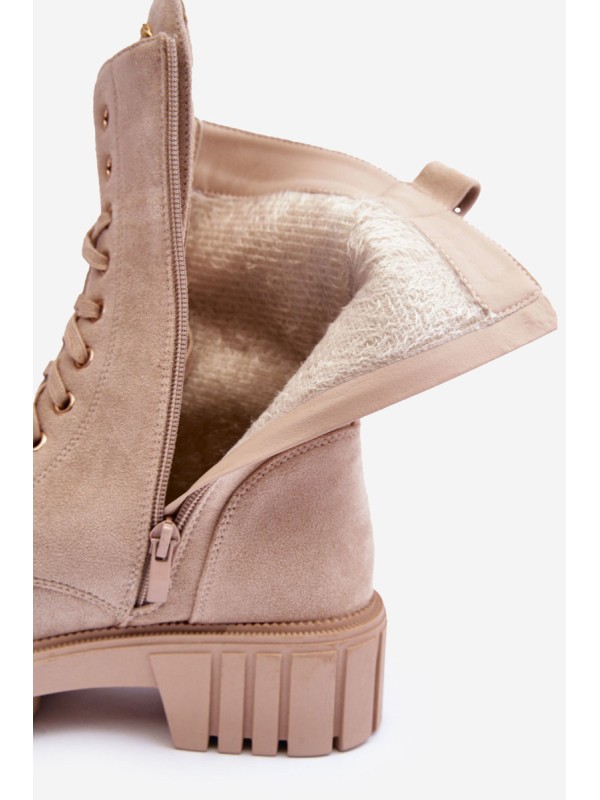 Leather Boots Workery With Jewellery Decoration Beige Marx