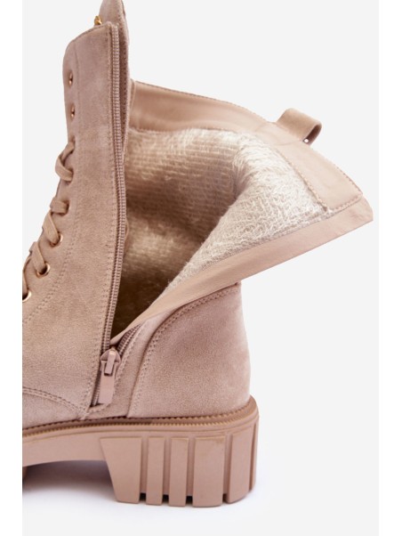 Leather Boots Workery With Jewellery Decoration Beige Marx