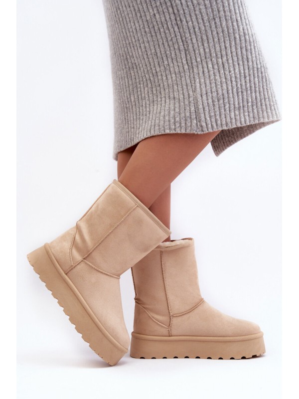 Women's Snow Boots with Faux Fur Lining Beige Abrams