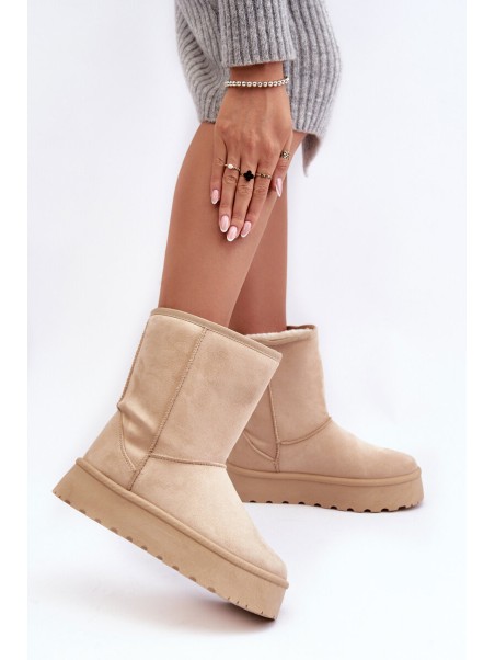Women's Snow Boots with Faux Fur Lining Beige Abrams