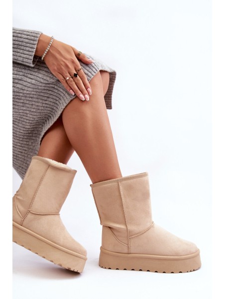 Women's Snow Boots with Faux Fur Lining Beige Abrams