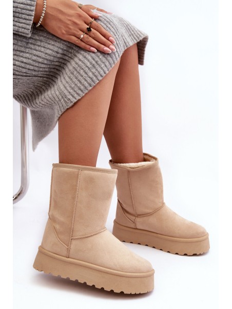 Women's Snow Boots with Faux Fur Lining Beige Abrams