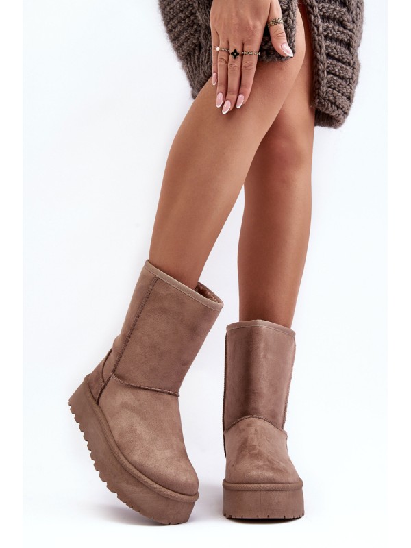 Women's Fur-Lined Insulated Snow Boots Dark Beige Abrams 2