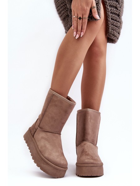 Women's Fur-Lined Insulated Snow Boots Dark Beige Abrams
