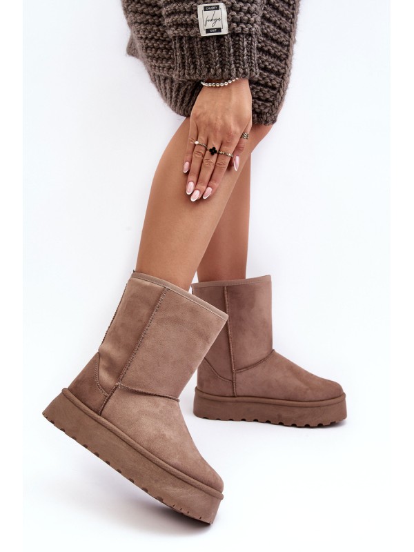 Women's Fur-Lined Insulated Snow Boots Dark Beige Abrams