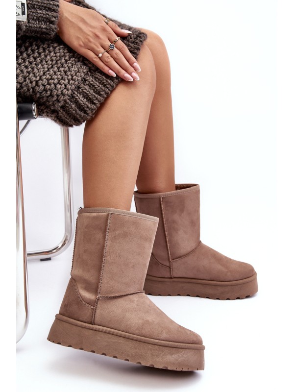 Women's Fur-Lined Insulated Snow Boots Dark Beige Abrams