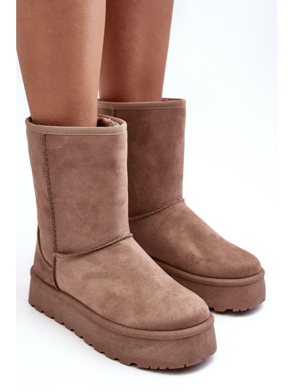 Women's Fur-Lined Insulated Snow Boots Dark Beige Abrams