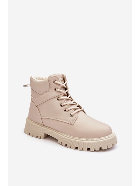Women's Zipper Fleece-Lined Boots Beige Gremiva