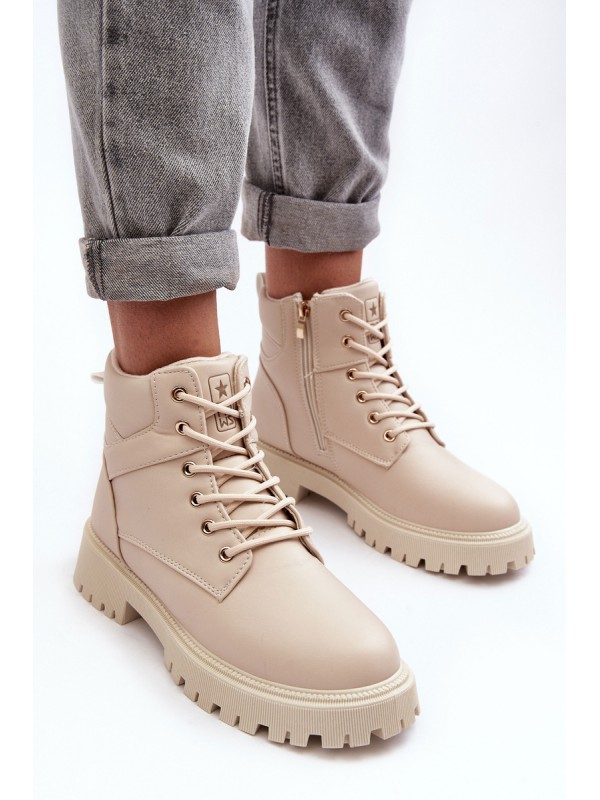 Women's Zipper Fleece-Lined Boots Beige Gremiva