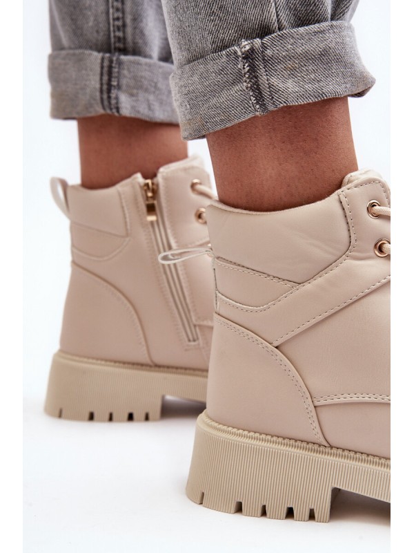 Women's Zipper Fleece-Lined Boots Beige Gremiva